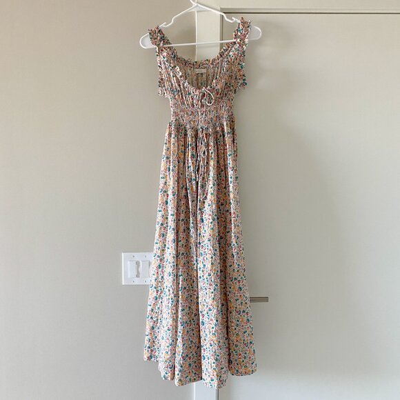 Doen Floral Midi Dress in Cream and Brown - Picture 2 of 9